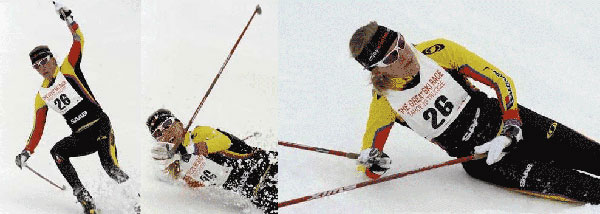 Women's winner Rebecca Dussault of Crested Butte, Colo. at the finish of The Great Ski Race in Truckee Women's winner Rebecca Dussault of Crested Butte, Colo. at the finish of The Great Ski Race in Truckee