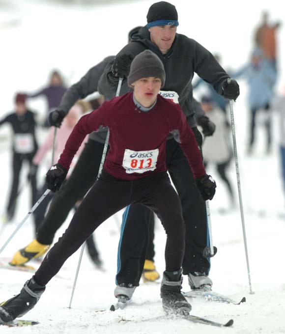Alexey Vermeulen, winner of the Frosty Freestyle 5K cross country ski race