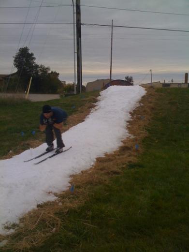 Eli Brown testing the ski trail