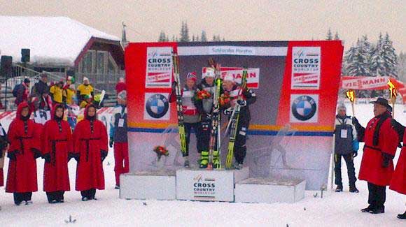 Kikkan Randall came back from a crash early in the finals heat to finish third in Szklarska Poreba, Poland. (USSA-Matt Whitcomb)