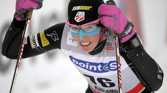 Kikkan Randal finishes second in the 5k freestyle race at the Ruka Triple mini-tour in Kuusamo