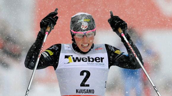 Kikkan Randall cross country ski racer finishes 5th in Ruka Triple 10k Classic