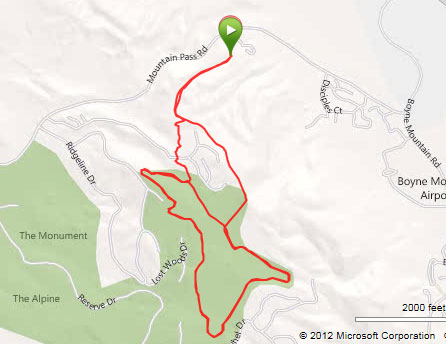 Course map for the Boyne Grinder cross country ski race