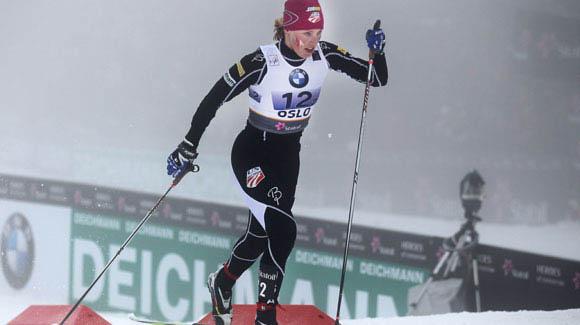 Sprinter Kikkan Randall performed well in a 30k classic race at Holmenkollenfrom, finishing 21st. Here she is shown in the World Championships in Oslo last year. (Getty Images/Bongarts)