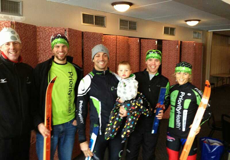 Members of Team Priority Health at the cross county ski race