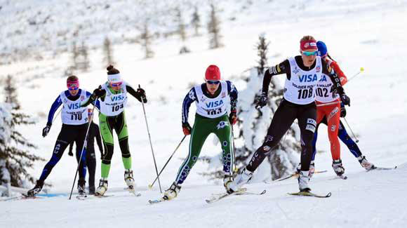 Sadie Bjornsen charges to her second gold medal of the week in the women's freestyle sprint at Soldier Hollow. (USSA-Sarah Brunson)