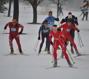 Ali Crocker, top women at the Frosty Freestyle cross country ski race