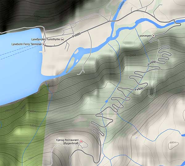 Route of Blink 2014 Lysebotnrollerski race route