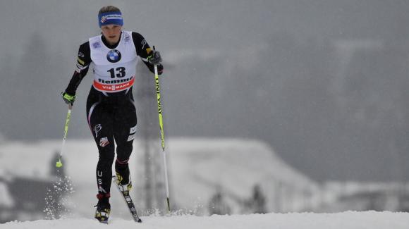  World Champion Jessie Diggins earned a career-best World Cup classic result Saturday, skiing into 10th in the Val di Fiemme 5k, the sixth stage of the Tour de Ski. (Getty Images/Agence Zoom/Vianney Thibaut)