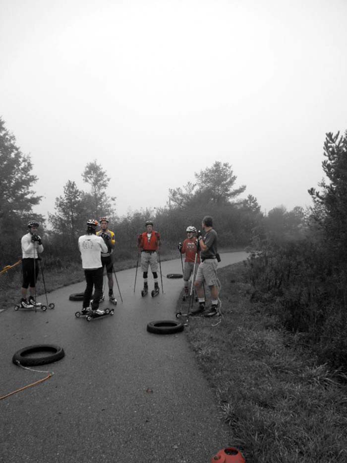 Grand Rapids roller ski race, pulling a tire 3