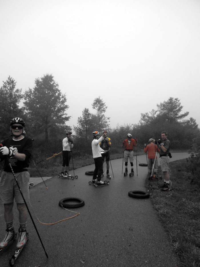 Grand Rapids roller ski race, pulling a tire 4