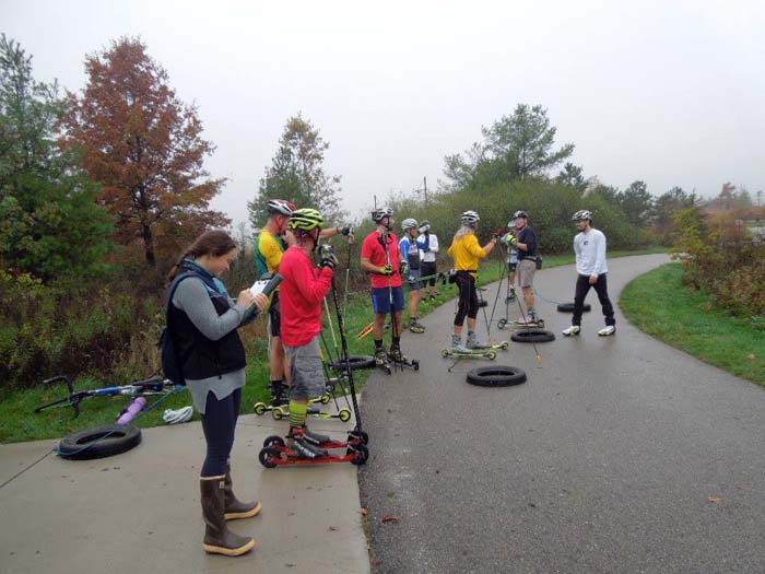 Grand Rapids roller ski race, pulling a tire 9