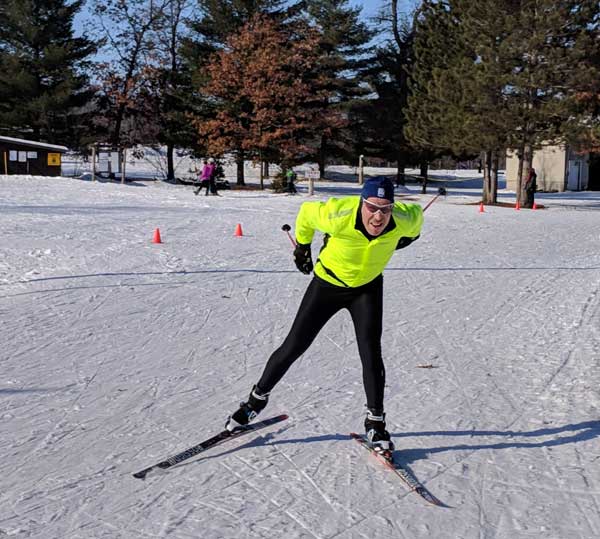 Frank Rynalski racing at 6-hour team relay xc ski race