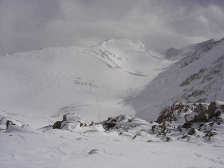 A view of the Denali camp at 14,200 feet (credit: Aaron Saari)