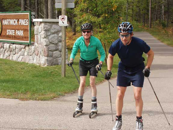 The northwest end of the Grayling Bike Path, at the entrance to Hartwick Pines State park