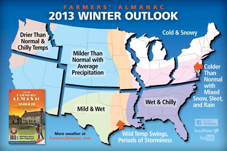 2013 Farmers Almanac Winter Map