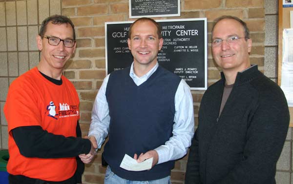 Mike Muha, Adam Haberkorn, and Ken Roth at the XC ski groomer appreciation party