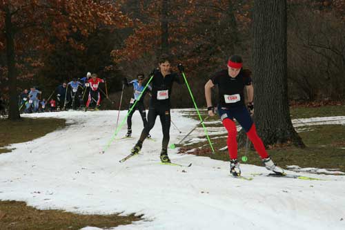 XC Ski Racing on man made snow at Huron Meadows