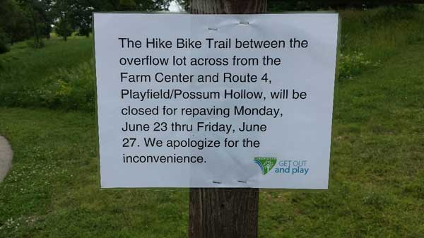 Kensington Metropark repaving project on the hike-bike-rollerski path