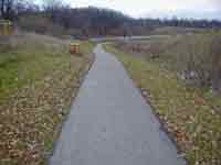 The wrong choice: downhill to a sharp right in Lyon Township Community Park