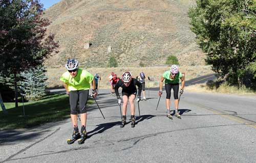 US Ski Team roller skiing in Sun Valley