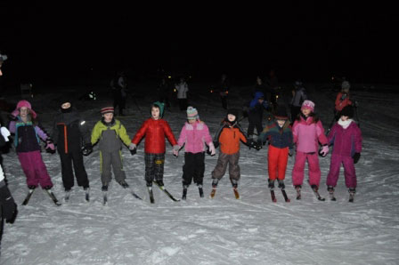Kids learn to cross country ski at Huron Meadows