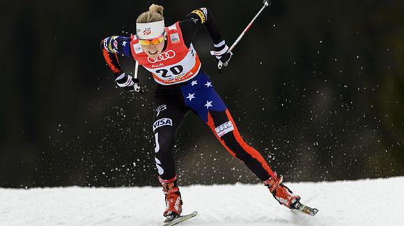 Ida Sargent had her best qualifying round and led the U.S. Cross Country Ski Team women with 16th in the Davos freestyle sprints Sunday. (Getty Images/AFP-Fabrice Coffrini)