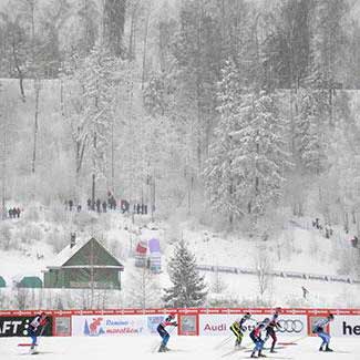 Feature image for Jessie Diggins 5th in snowy Rybinsk sprint