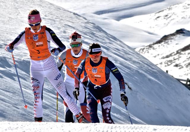 Liz Stephen and Jessie Diggins race in New Zealand. (Matt Whitcomb)