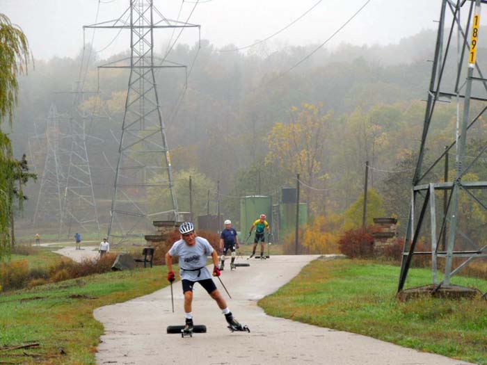 Grand Rapids roller ski race, pulling a tire 5