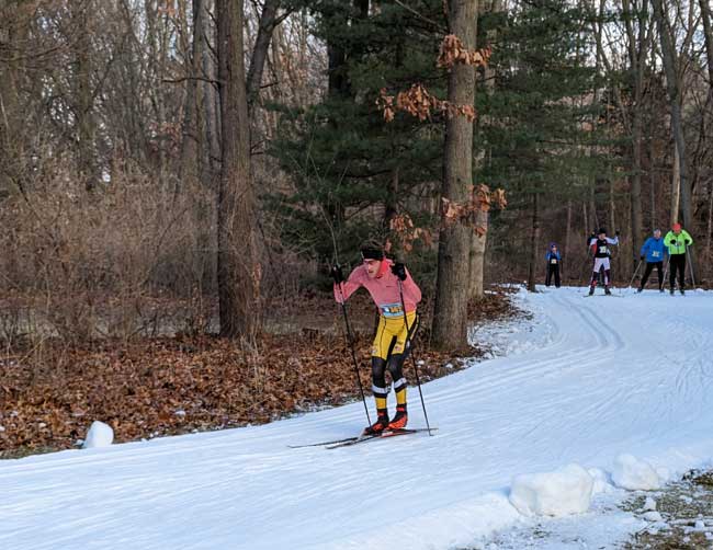 Brad Bass skis away from the competition