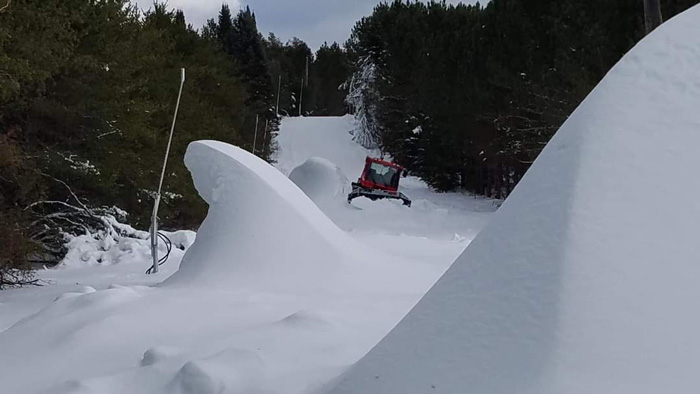 Piles of manmade snow at Forbush Corner