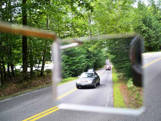 View of traffic from mirror