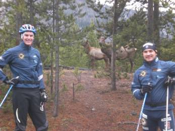 Garrott and Matt with elk along the Madison River