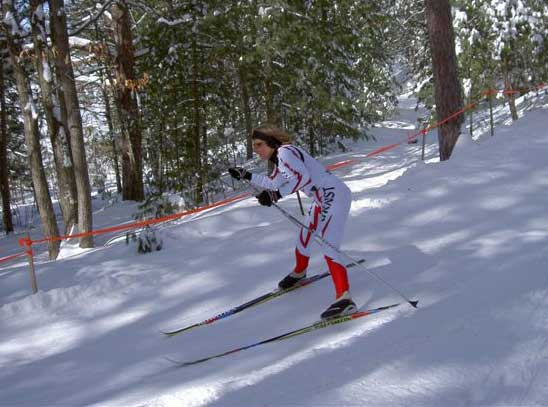 The last downhill corner at the Black Mountain Nordic Classic