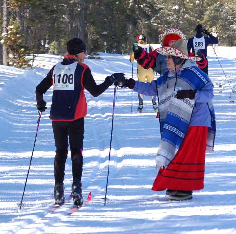 Feed station 1 at the Yellowstone Rendezvous cross country ski race