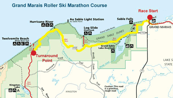 Grand Marais Rollerski Ski Marthon Course