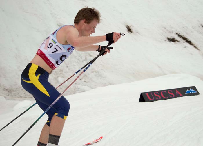 University of Michigan Sandy Mouch racing in the Men's 7.5km skate
