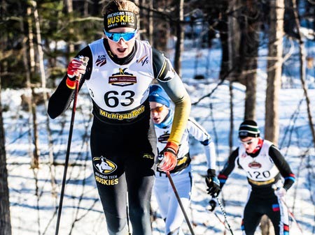 Michigan Tech skier at US Nationals