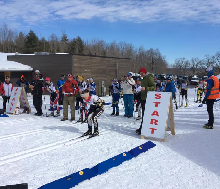 Starting racer at Michigan High School Cross Country Ski Championships 2020
