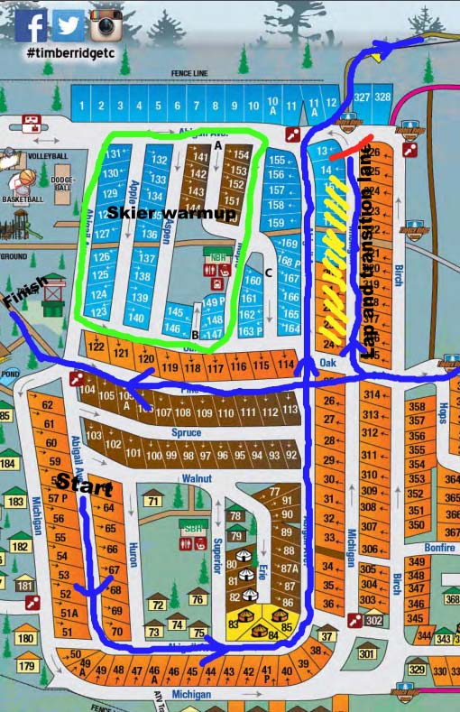 Transition area map for Vasa Skiathlon cross country ski race