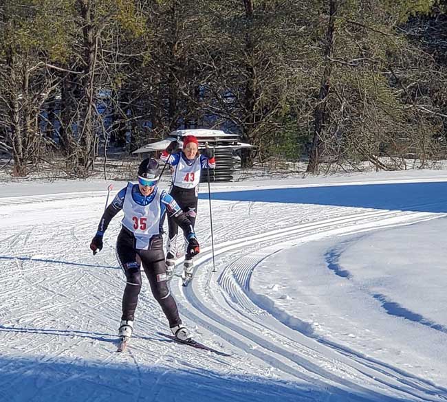 Ceri Fass heads around the corner at the bottom of Home Run Hill