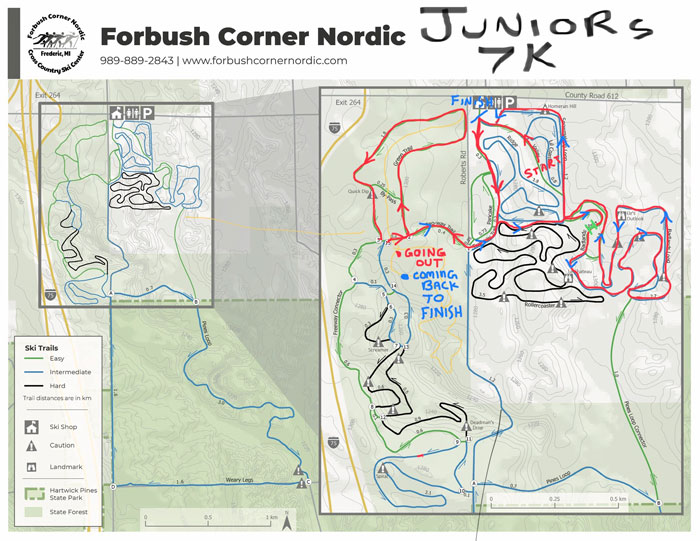 Michael seaman memorial classic cross country ski race junior course map