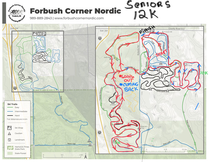 Michael seaman memorial classic cross country ski race senior course map