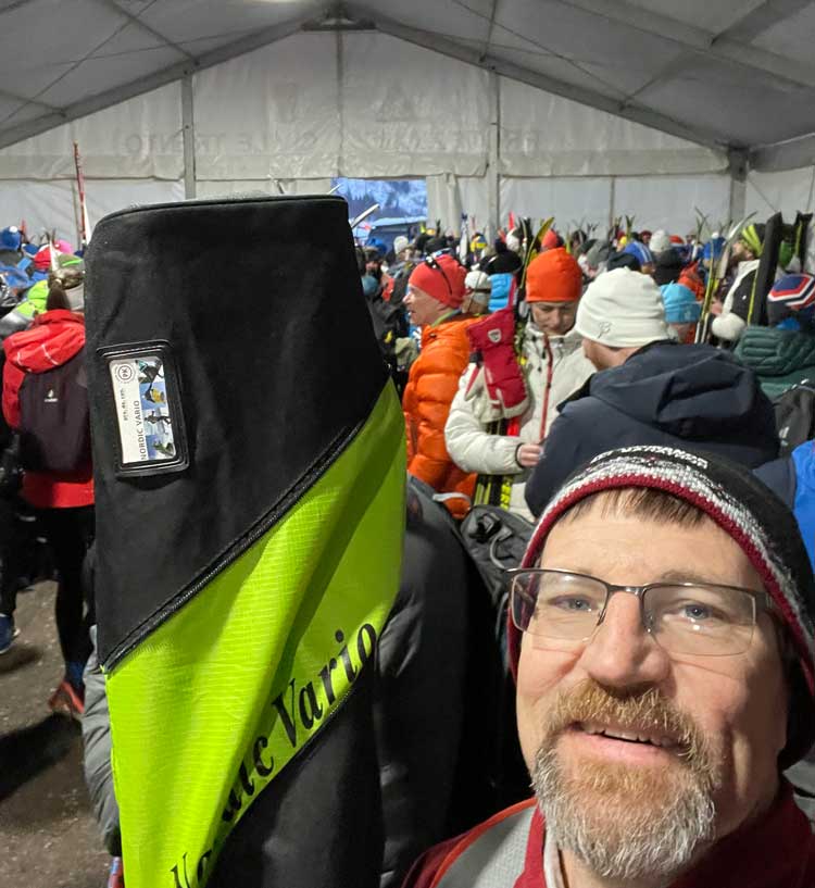 The warm up tent before the start