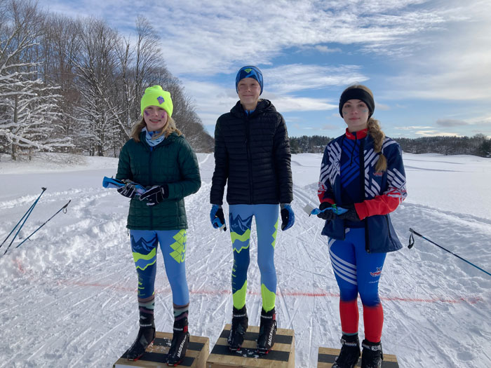 Flying Squirrel Freestyle Junior xc ski race, middle school podium