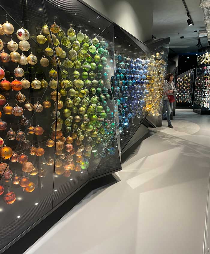Glass ornaments at the museum