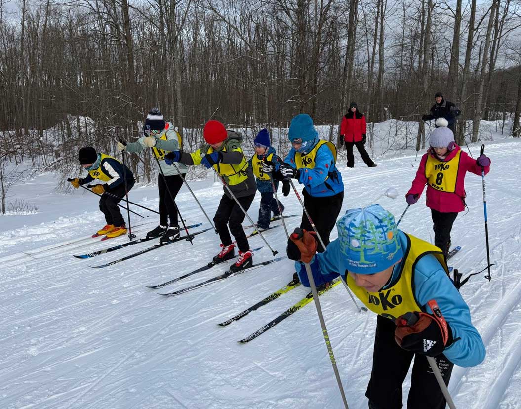 Cross Country Ski junior racers starting in the 2026 Beech Nuts Nordic Ski Race