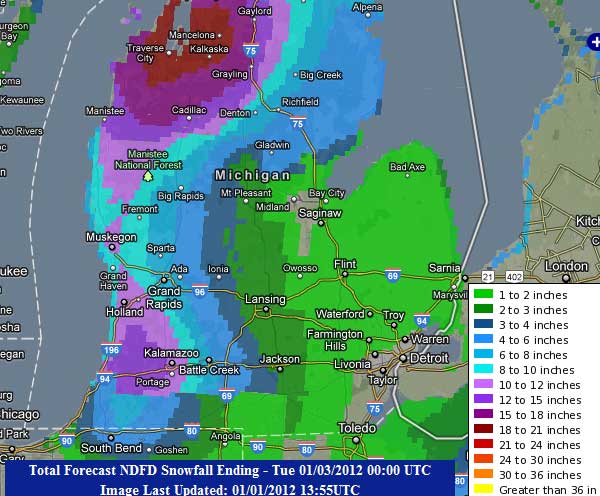 Forecasted snowfall